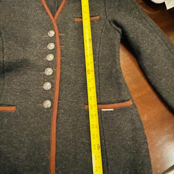 Vtg Geiger blazer  Sz 36 Black V Neck Boiled Wool Buttons Austria - Picture 6 of 8